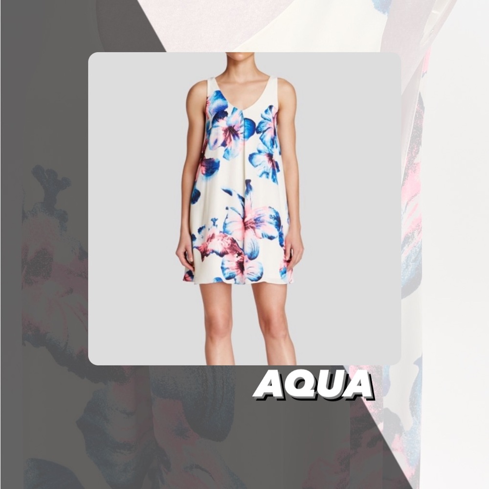 NWT Aqua Floral Trapeze Dress